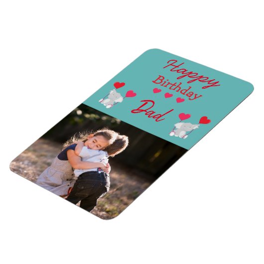 Gelukkige Verjaardag Papa Olifant Foto Magneet (Linkerzijde)