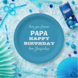 Gelukkige Verjaardag PAPA Script Naam Modern Chic Papieren Bordje