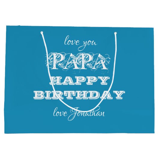 Gelukkige Verjaardag PAPA Script Naam Modern Class Groot Cadeauzakje (Achterkant)