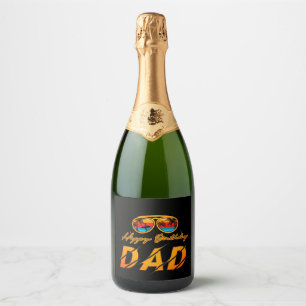 Gelukkige verjaardag papa sparkling wijnetiket