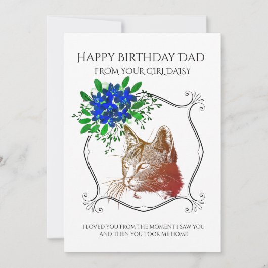 Gelukkige verjaardag papa van de kat feestdagenkaart (Voorkant)