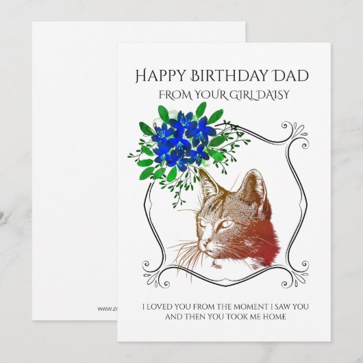 Gelukkige verjaardag papa van de kat feestdagenkaart (Voorkant / Achterkant)