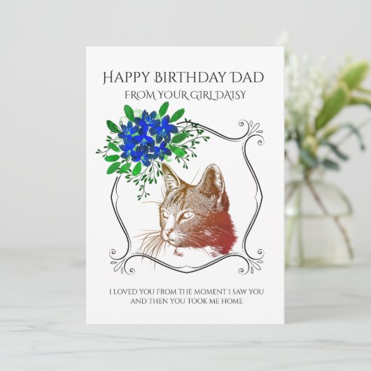 Gelukkige verjaardag papa van de kat feestdagenkaart (Staand voorkant)