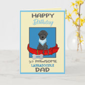 Gelukkige verjaardag papa van je zwarte Labradoodl Kaart (Gele Bloem)