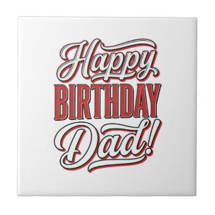 Gelukkige verjaardag papa vintage typografie shirt tegeltje