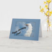 Gelukkige Verjaardag Papa Vliegtuig Vliegen Onders Kaart (Gele Bloem)