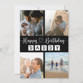 Gelukkige Verjaardag Papa Zwart & Wit Fotocollage Feestdagenkaart (Voorkant)