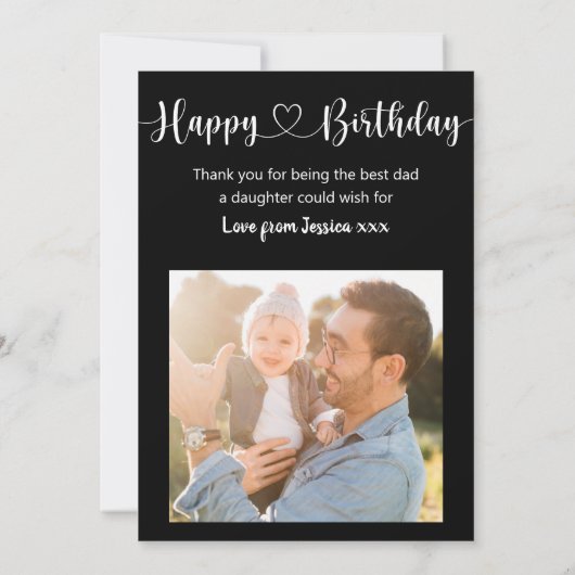 Gelukkige Verjaardag Papa Zwart & Wit Fotocollage Feestdagenkaart (Achterkant)