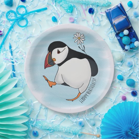 Gelukkige verjaardag, papegaaiduiker papieren bordje (Feest)