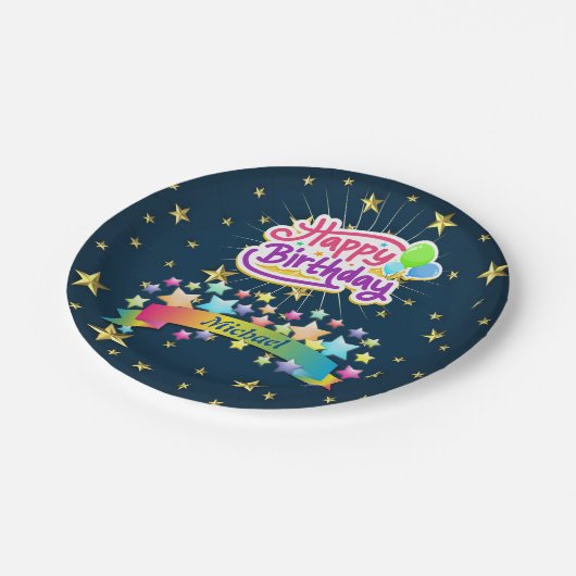 Gelukkige verjaardag papieren bordje (Gekanteld)