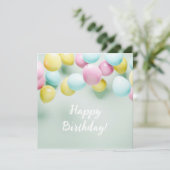 Gelukkige verjaardag Pastel Kleurrijke ballonnen f Kaart (Staand voorkant)