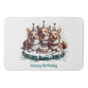 Gelukkige verjaardag Pembroke Welsh Corgi Dogs Badmat