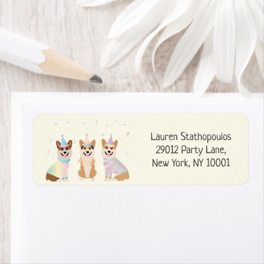 Gelukkige verjaardag Pembroke Welsh Corgi Dogs Etiket (Insitu)