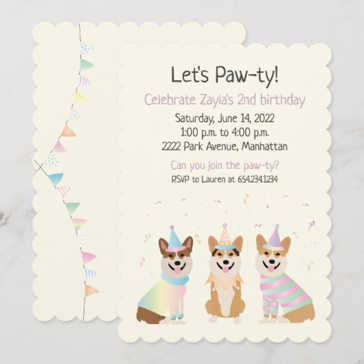 Gelukkige verjaardag Pembroke Welsh Corgi Dogs Kaart (Voorkant / Achterkant)