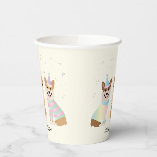 Gelukkige verjaardag Pembroke Welsh Corgi Dogs Papieren Bekers (Links)