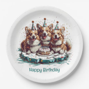 Gelukkige verjaardag Pembroke Welsh Corgi Dogs Papieren Bordje