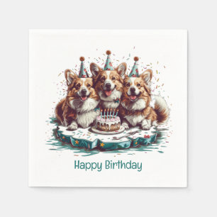 Gelukkige verjaardag Pembroke Welsh Corgi Dogs Servet