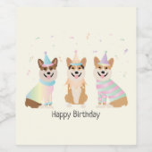 Gelukkige verjaardag Pembroke Welsh Corgi Dogs Wijn Etiket (Enkel label)