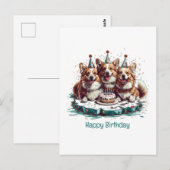 Gelukkige verjaardag Pembroke Welsh Corgi honden Briefkaart (Voorkant / Achterkant)