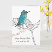 Gelukkige Verjaardag Pen Pal Kolibrie In Boom Kaart (Gele Bloem)