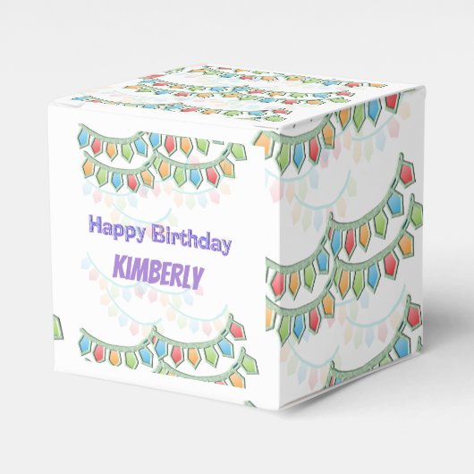 Gelukkige Verjaardag Pennant Banner Bedankdoosjes (Voorkant Zijde)