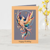 Gelukkige verjaardag phoenix stijgende aanpasbare kaart (Gele Bloem)