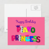 Gelukkige Verjaardag Piano Princess Briefkaart (Voorkant / Achterkant)