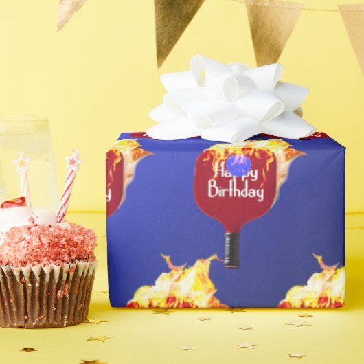 Gelukkige verjaardag Pickleball Paddle in brand Cadeaupapier (Verjaardagsfeest)