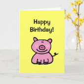 Gelukkige verjaardag! (pig) kaart (Gele Bloem)