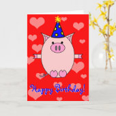 Gelukkige verjaardag! Piggy Power Kaart (Gele Bloem)