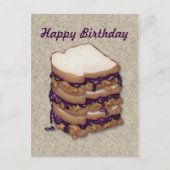 Gelukkige Verjaardag Pindakaas en Jelly Sandwiches Briefkaart (Voorkant)