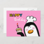 Gelukkige Verjaardag pinguïn cupcake Briefkaart (Voorkant / Achterkant)
