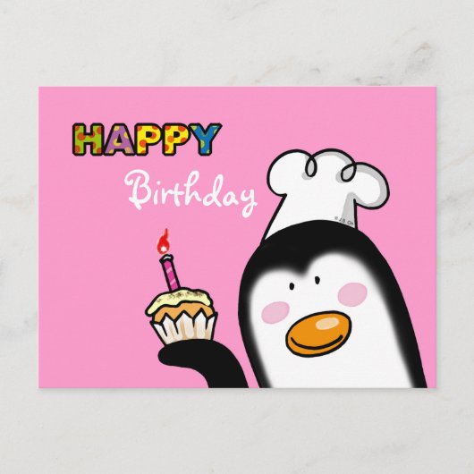 Gelukkige Verjaardag pinguïn cupcake Briefkaart (Voorkant)