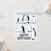Gelukkige verjaardag Pinguïn Winter Verjaardag Coo Kaart (Voorkant / Achterkant in situ)