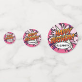 GELUKKIGE VERJAARDAG Pink Fun Retro Stripboek Confetti (Achterkanten)