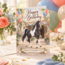 Gelukkige verjaardag Pinto American Saddlebred paa