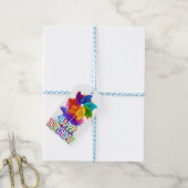 Gelukkige Verjaardag Pinwheel Cadeaulabel (Met Touw)