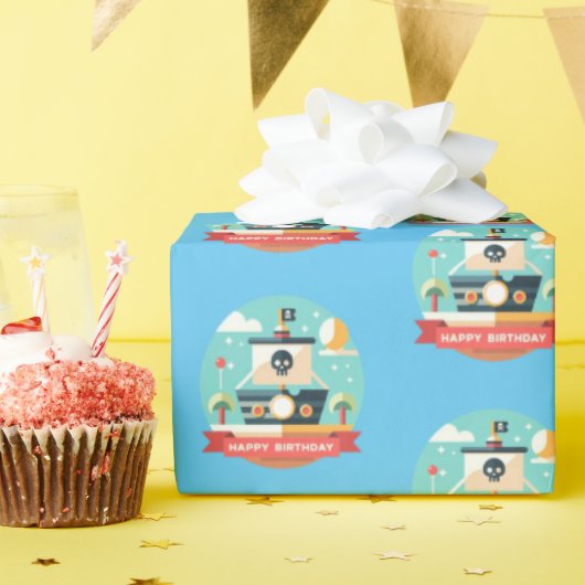 Gelukkige Verjaardag Pirate Avontuur Cadeaupapier (Verjaardagsfeest)