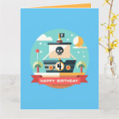 Gelukkige Verjaardag Pirate Avontuur Kaart (Gele Bloem)