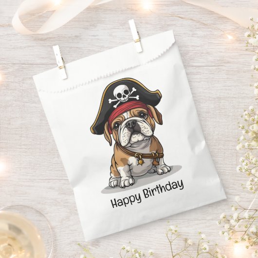 Gelukkige Verjaardag Pirate Engels Bulldog Skull Bedankzakje (Geknipt)