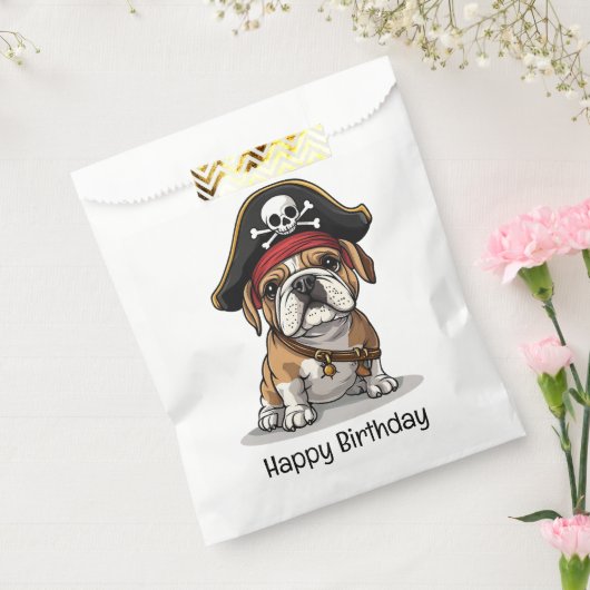 Gelukkige Verjaardag Pirate Engels Bulldog Skull Bedankzakje (Gezegeld)