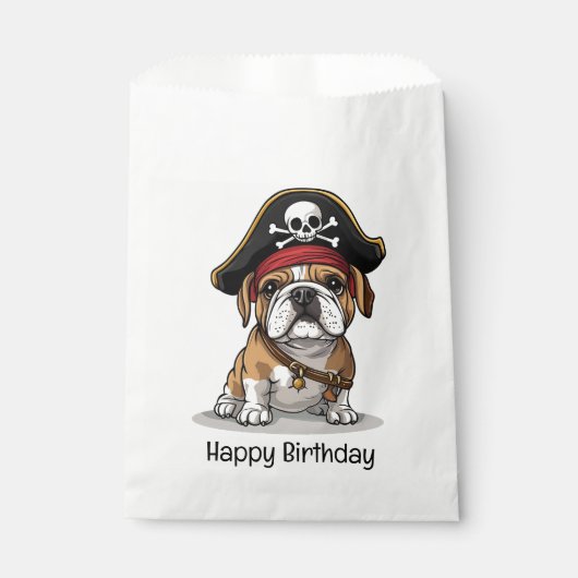 Gelukkige Verjaardag Pirate Engels Bulldog Skull Bedankzakje (Voorkant)