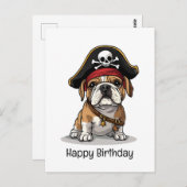Gelukkige Verjaardag Pirate Engels Bulldog Skull Briefkaart (Voorkant / Achterkant)
