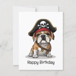 Gelukkige Verjaardag Pirate Engels Bulldog Skull Briefkaart