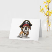 Gelukkige Verjaardag Pirate Engels Bulldog Skull Kaart (Gele Bloem)