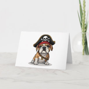 Gelukkige Verjaardag Pirate Engels Bulldog Skull Kaart