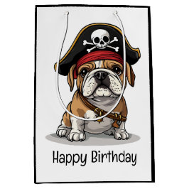 Gelukkige Verjaardag Pirate Engels Bulldog Skull Medium Cadeauzakje