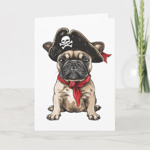 Gelukkige Verjaardag Pirate Franse Bulldog Kaart