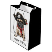 Gelukkige Verjaardag Pirate Franse Bulldog Medium Cadeauzakje (Voorkant Gekanteld)