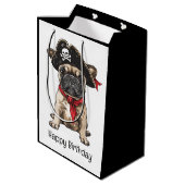 Gelukkige Verjaardag Pirate Franse Bulldog Medium Cadeauzakje (Achterkant Gekanteld)